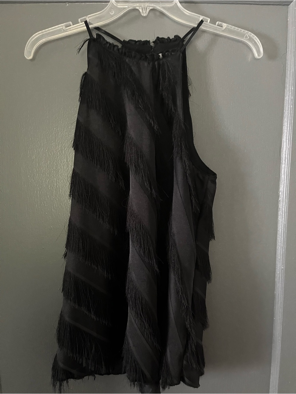 TCEC Black Fringe Halter Tank Top